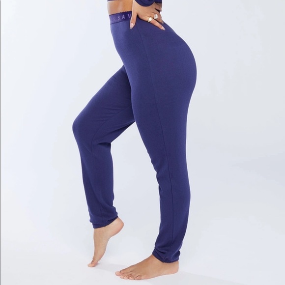 Savage X Navy Blue Lounge Jersey Leggings - Picture 2 of 9